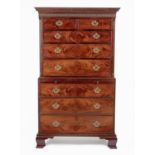 A GEORGE III FLAME MAHOGANY CHEST-ON-CHEST