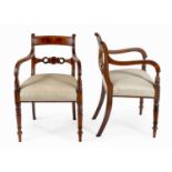 A PAIR OF REGENCY MAHOGANY ARMCHAIRS