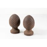 A PAIR OF CAST-IRON 'PINEAPPLE' FINIALS