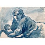 A.R. Penck aka Ralf Winkler (German 1939 - 2017) UNTITLED (MOTHER AND CHILD IN BLUE)