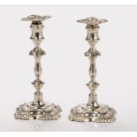 A PAIR OF EDWARD VII SILVER CANDLESTICKS, WILLIAM HUTTON AND SONS LTD, LONDON, 1905