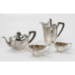 AN ELIZABETH II SILVER FOUR PIECE TEA AND COFFEE SERVICE, B. BROTHERS SILVER LTD, BIRMINGHAM, 1956