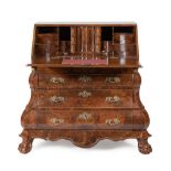 A DUTCH WALNUT BOMBÉ BUREAU, 19TH CENTURY