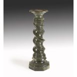 A LARGE GREEN SERPENTINE MARBLE PLINTH, 19TH CENTURY