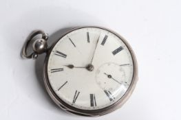 *TO BE SOLD WITHOUT RESERVE* ANTIQU SILVER OPEN FACED VERGE POCKET WATCH, enamel dial with Roman
