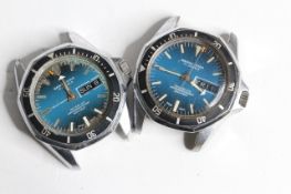 *TO BE SOLD WITHOUT RESERVE* A PAIR OF VINTAGE MARINE-STAR VINTAGE WATCHES, the first with blue
