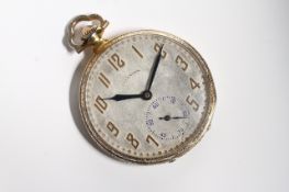 VINTAGE ILLINOIS SPRINGFIELD WATCH CO, THE ARISTOCRAT POCKET WATCH, matte dial, gilt Arabic