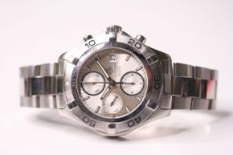 TAG HEUER AQUARACER CHRONOGRAPH AUTOMATIC, circular silver dial with baton hour markers, three