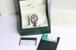 2011 ROLEX DATEJUST DECORATED ARABIC DIAL FULL SET REFERENCE 116234, circular silvered dial with
