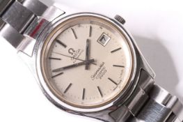 VINTAGE OMEGA SEAMASTER COSMIC 2000 WITH OMEGA TRAVEL CASE, circular silver dial with baton hour