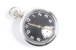 VINTAGE UNITAS MILITARY G.S.T.P POCKET WATCH, circular black dial with arabic numeral hour