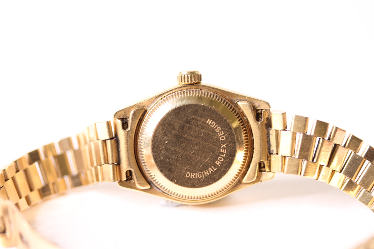 LADIES 18CT ROLEX DATEJUST AUTOMATIC, circular black dial with applied hour markers, date function - Image 2 of 3