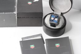 TAG HEUER MONACO FULL SET 2003 REFERENCE CW2113-0, square blue dial, twin register chronograph