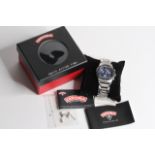CERTINA DS CASCADEUR CHRONOGRAPH REFERENCE 541 / 8000 WITH BOX AND BOOKLETS, blue dial with three