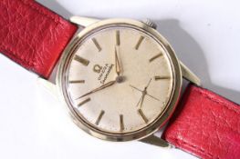 VINTAGE OMEGA SEAMASTER GOLD CAPPED CIRCA 1961, circular cream dial with baton hour markers,