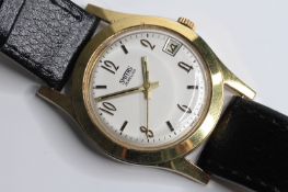 VINTAGE SMITHS JEWELLED MANUAL WIND, circular cream dial with arabic numeral hour markers, date