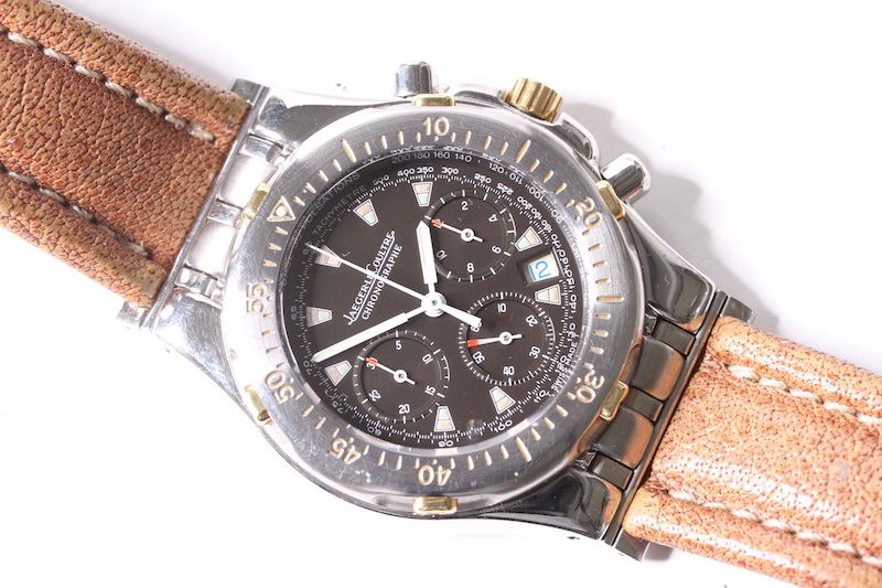 JAEGER-LECOULTRE KYROS QUARTZ CHRONOGRAPH, ciruclar black dial with baton hour markers, outer - Image 4 of 4