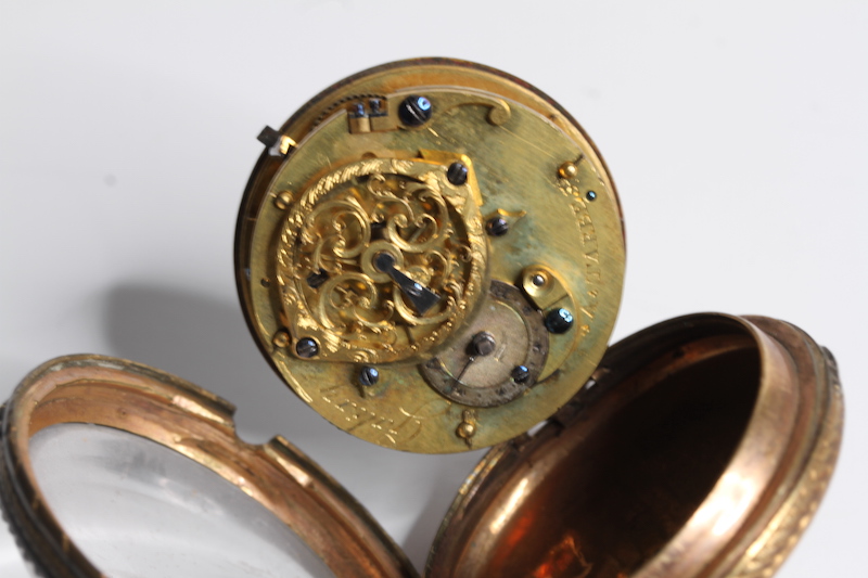 EARLY VERGE GILT POCKET WATCH WITH PORTRAIT CASE BACK - Image 3 of 3