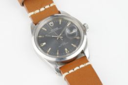 TUDOR PRINCE OYSTERDATE JUMBO AUTOMATIC WRISTWATCH, circular grey dial with baton hour markers and