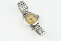 TUDOR OYSTER WRISTWATCH, circular patina dial with arabic hour markers and hands, 25mm stainless