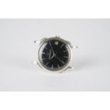 GENTLEMENS ETERNA MATIC DATE 925 STERLING SILVER WRISTWATCH, circular black dial with stick hour