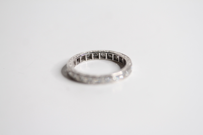 9ct Full Diamond Eternity Ring, patterned sides, pave set - Image 2 of 2