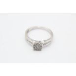 9ct white gold diamond halo & channel set shoulders ring (1.9g)