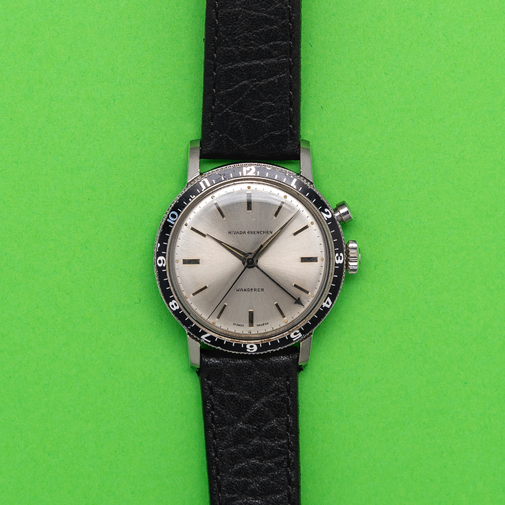 GENTLEMAN'S VINTAGE NIVADA GRENCHEN "WANDERER" ALARM, VULCAIN 120, CIRCA. 1960S, 35MM CASE, circular - Image 2 of 5