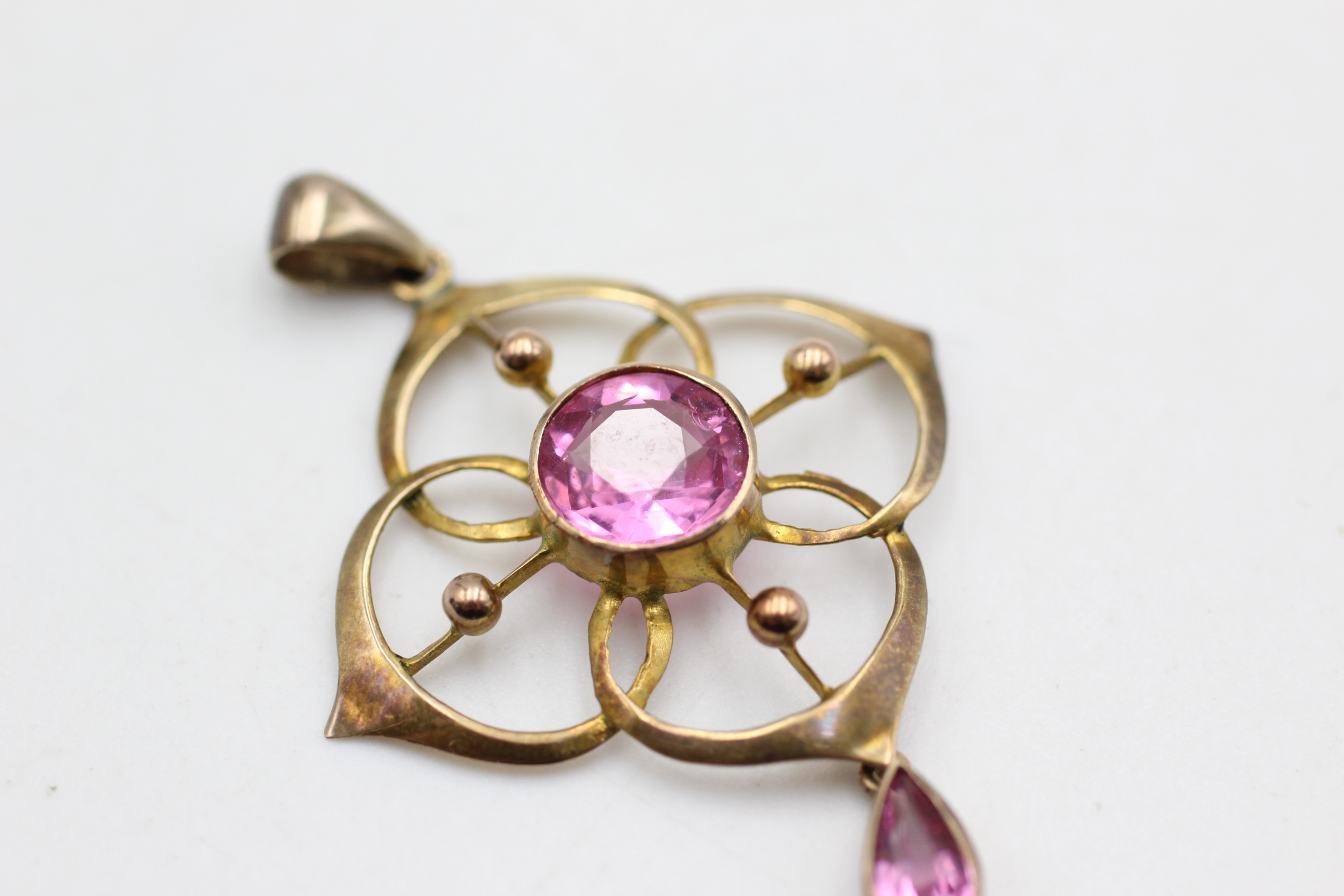9ct gold antique garnet topped doublet lavalier pendant (1.4g) - Image 3 of 4