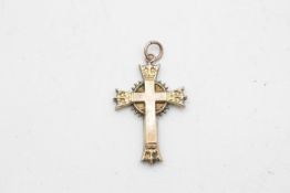 9ct gold vintage etched cross pendant (1.1g)