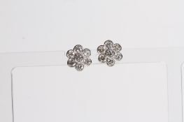 18ct Daisy Diamond Studs, bezel set TDW 3.01ct, odd backs