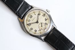 VINTAGE MILITARY MOERIS A.T.P ISSUED WATCH CIRCA 1940-45, white dial with minute track, applied