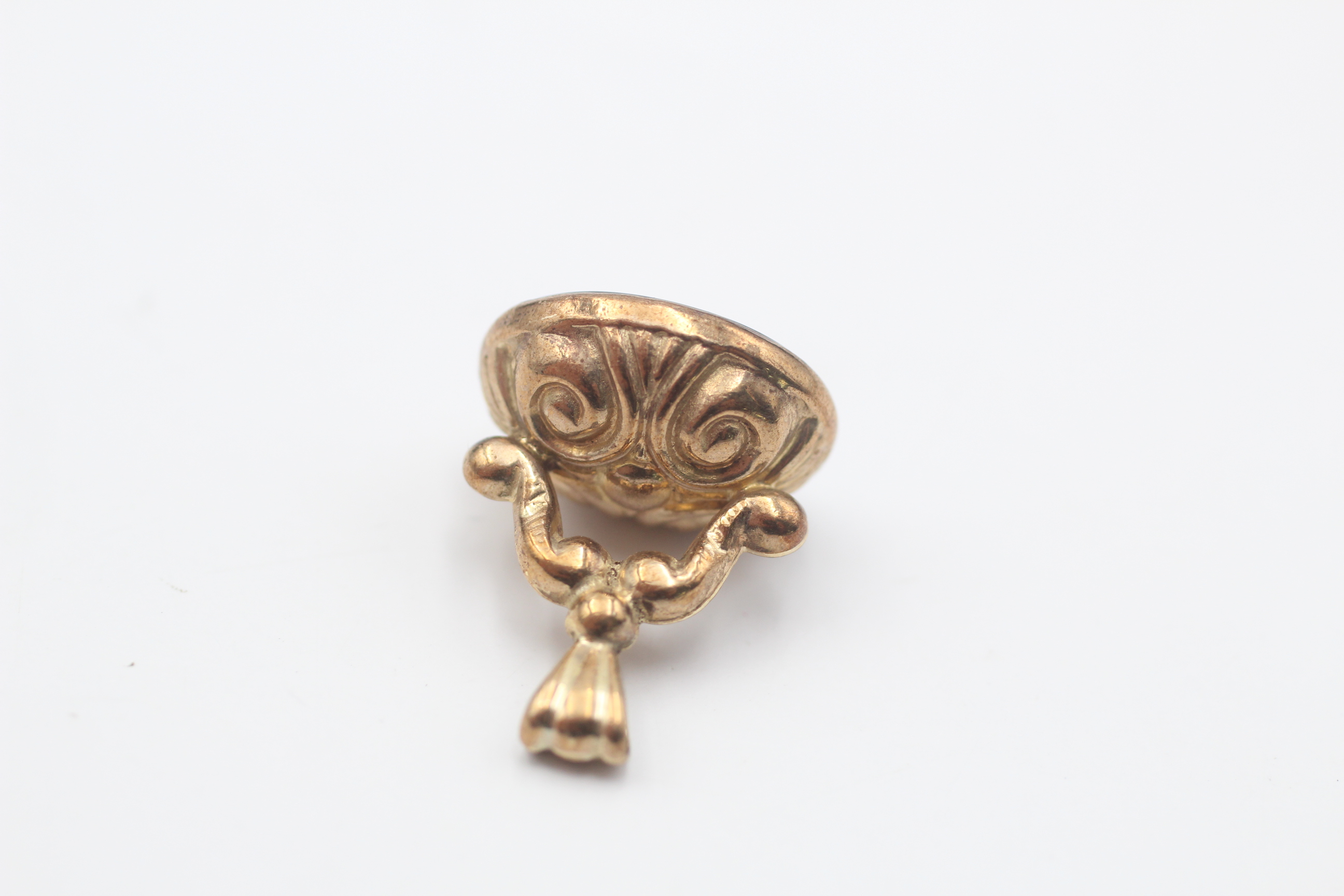 9ct gold vintage onyx roman soldier profile intaglio fob pendant (1.7g) - Image 3 of 5