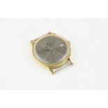 NIVADA GOLD PLATED DATE WRISTWATCH, circular grey dial with hour markers and hands, 34mm gold plated
