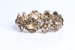 Silver 800, gilt bracelet with 5 oval citrine