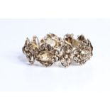 Silver 800, gilt bracelet with 5 oval citrine