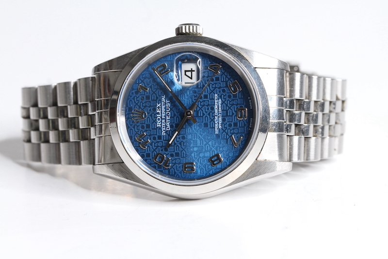 ROLEX DATEJUST BLUE ARABIC JUBILEE DIAL FULL SET 36mm 16200 - Image 3 of 5