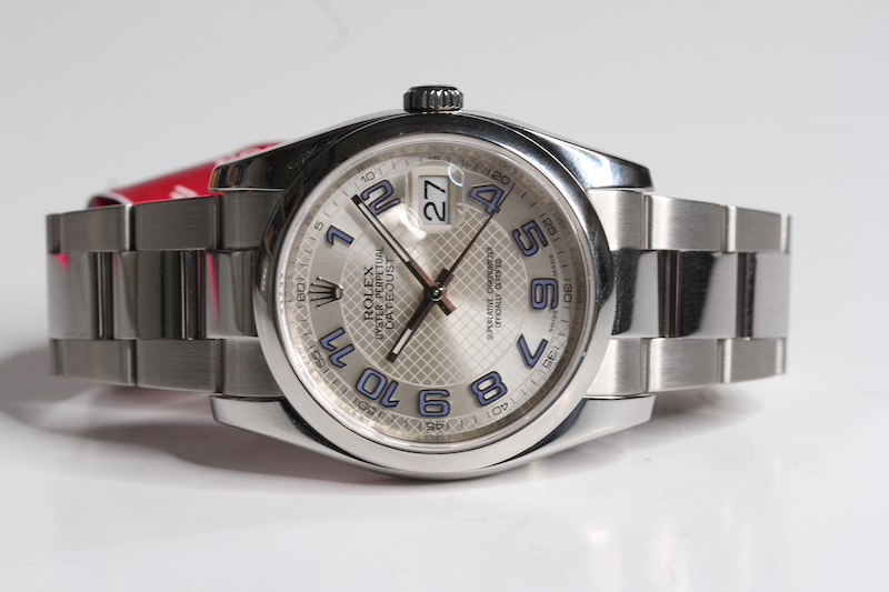 2013 ROLEX DATEJUST DECORATED ARABIC DIAL FULL SET REFERENCE 116200, circular silvered dial with - Image 3 of 5