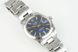 ROLEX OYSTER PERPETUAL DATE WRISTWATCH REF. 1500 CIRCA 1975, circular blue and brown patina dial