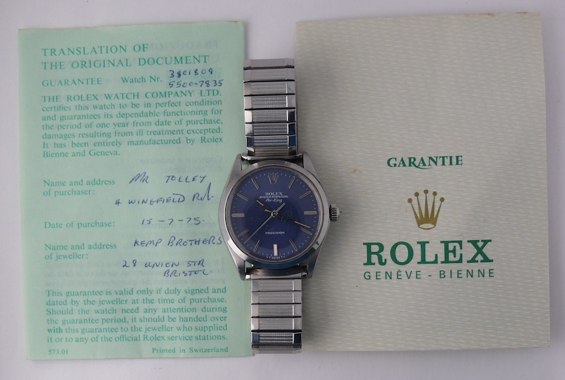 1970s Vintage Rolex Air King Wristwatch Ref 5500 w Original Guarantee Papers, 1970s vintage rolex - Image 9 of 10
