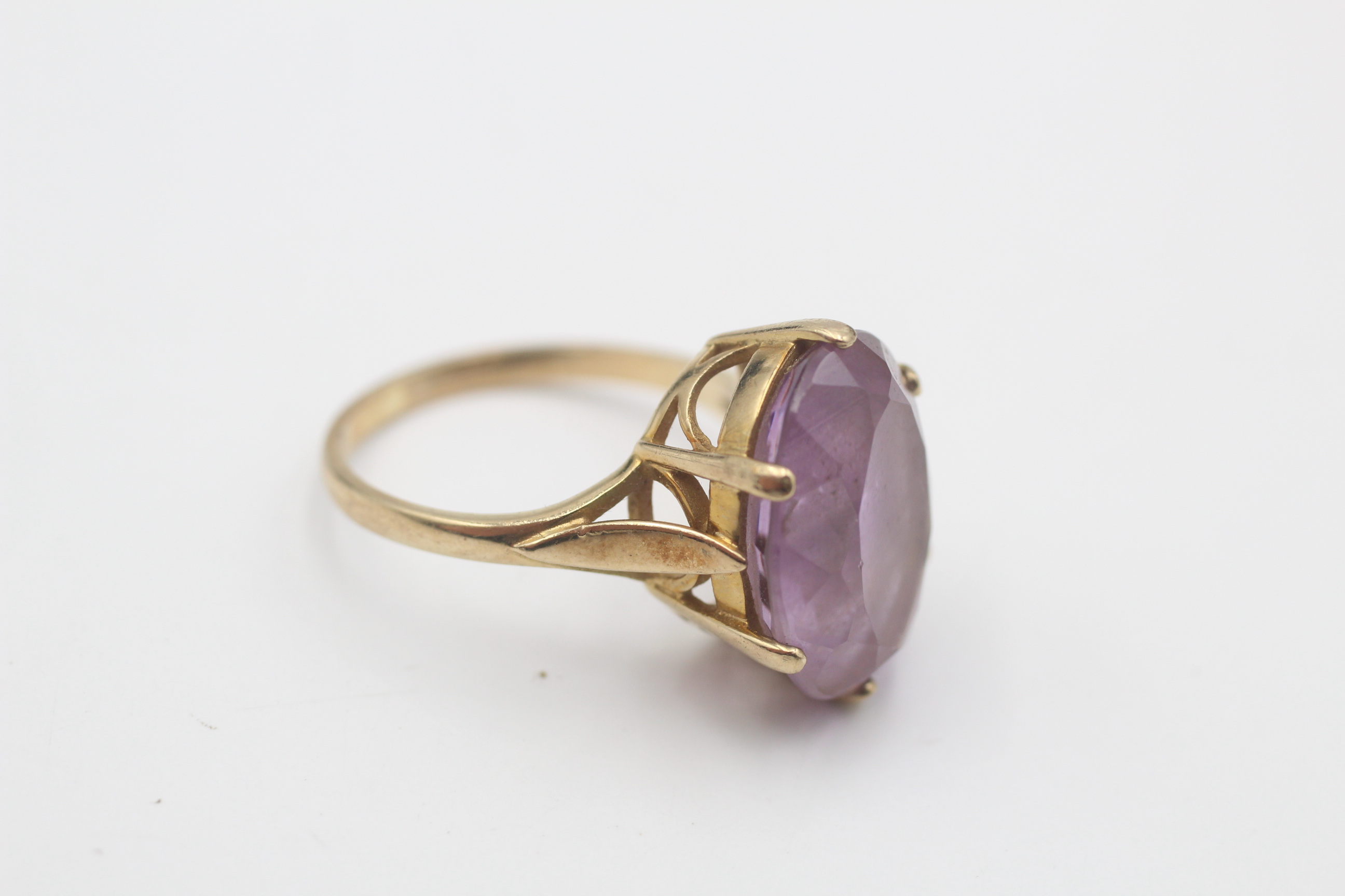 9ct gold vintage amethyst solitaire cocktail ring (4.5g) - Image 5 of 5