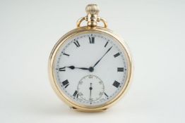 ANTIQUE 9CT ROSE GOLD POCKET WATCH, circular white dial with roman numeral hour markers and hands,