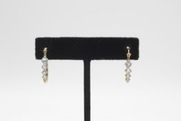 9ct gold vintage aquamarine elongated hoop earrings (2.6g)