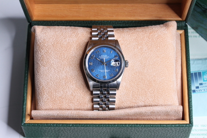 ROLEX DATEJUST BLUE ARABIC JUBILEE DIAL FULL SET 36mm 16200 - Image 2 of 5