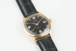 TISSOT VISODATE T-12 DATE GOLD PLATED WRISTWATCH, circular black gloss dial with gold plated hour