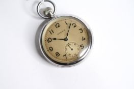 MOERIS G.S.T.P MILITARY POCKET CIRCA 1940-45, cream dial, Arabic numerals, sub seconds, case back