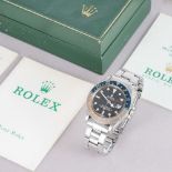 GENTLEMENS ROLEX OYSTER PERPETUAL DATE GMT MASTER PEPSI WRISTWATCH W/ BOX & PAPERS REF. 1675 CIRCA