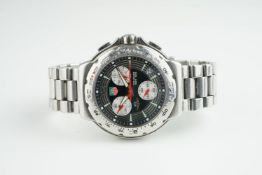 GENTLEMENS TAG HEUER INDY 500 CHRONOGRAPH WRISTWATCH, circular triple register black dial with