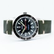 GENTLEMAN'S VINTAGE SHEFFIELD SKIN DIVER, ETA 2408, CIRCA. 1970S, 36MM CASE, circular black dial