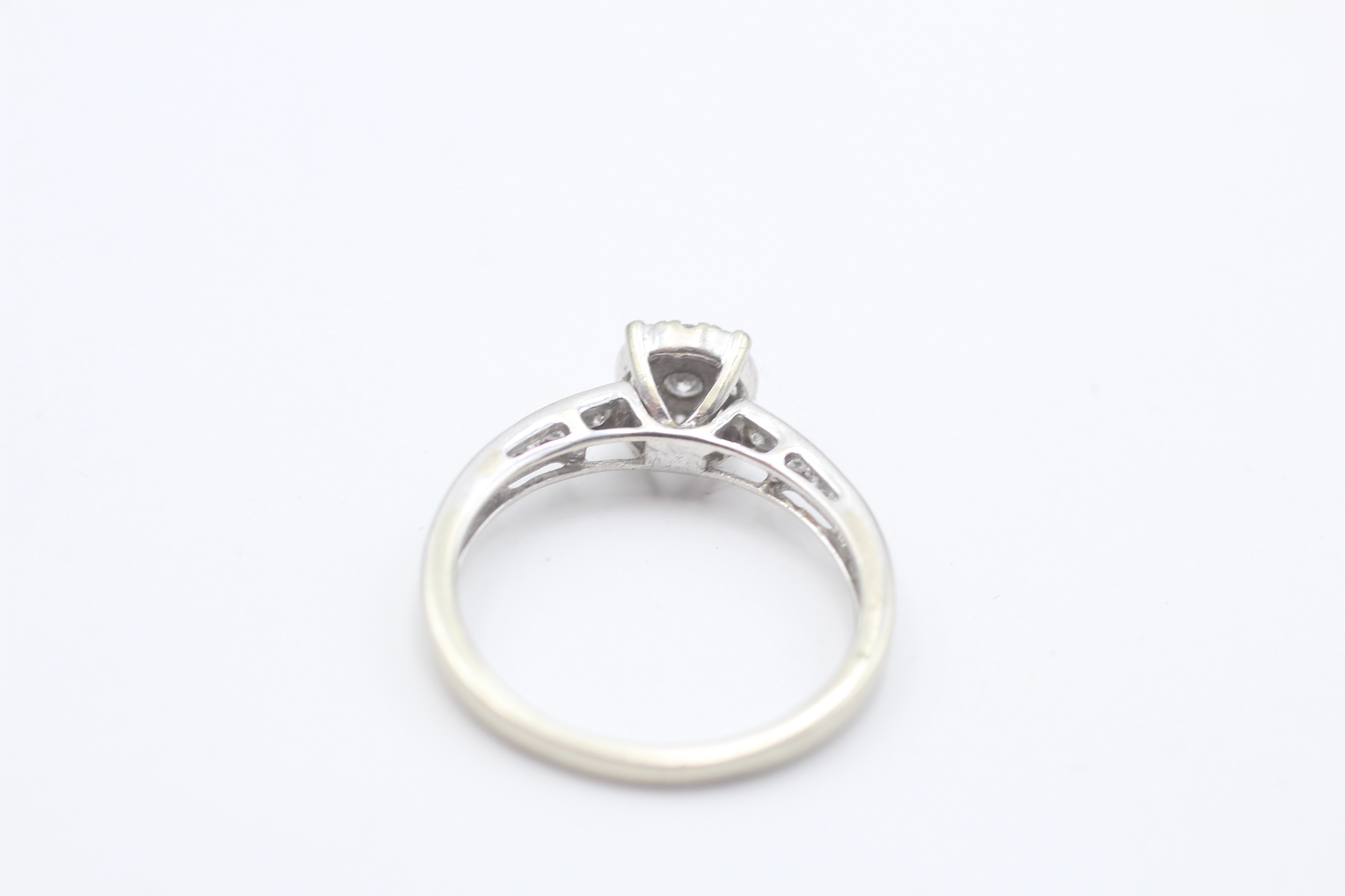 9ct white gold diamond halo & channel set shoulders ring (1.9g) - Image 4 of 4